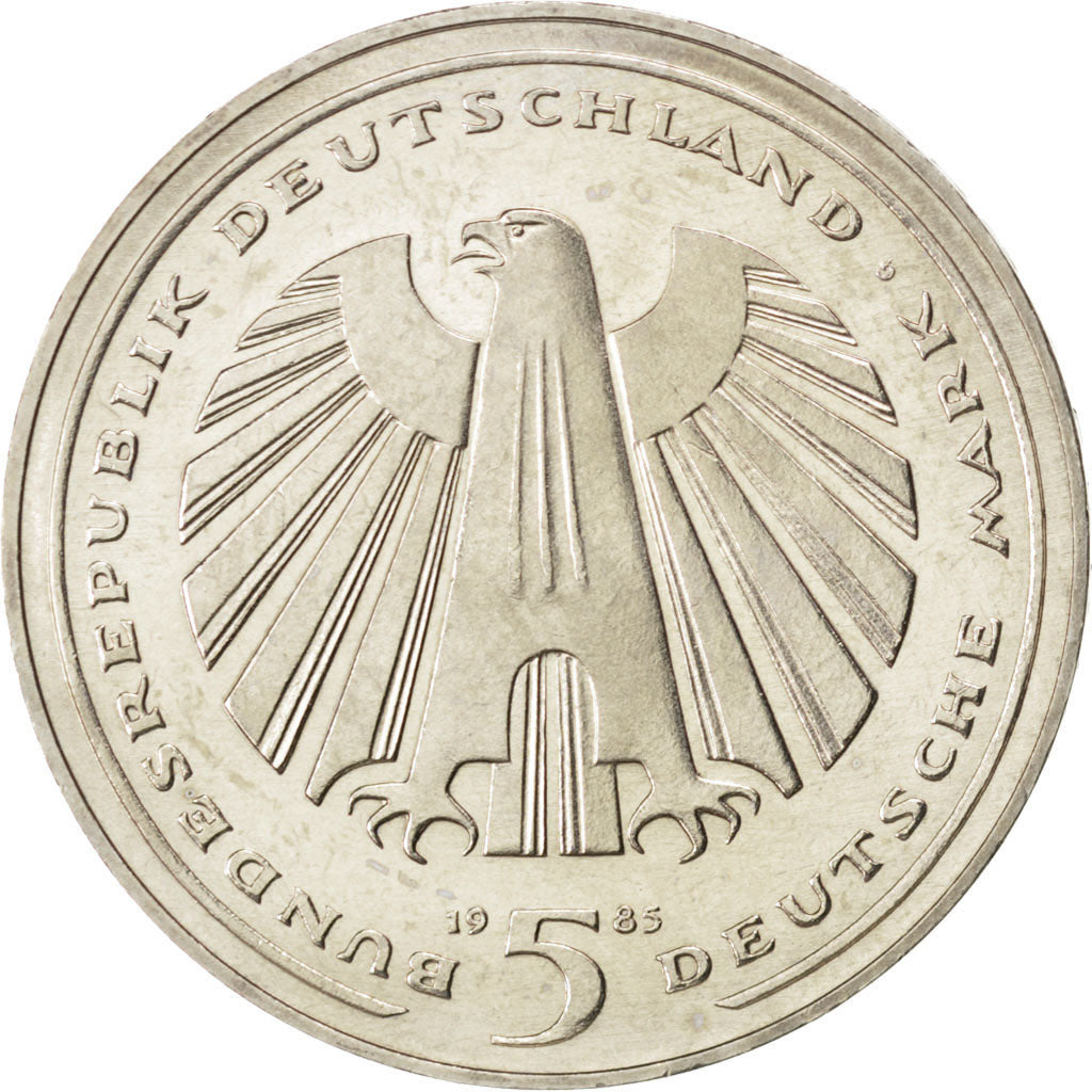 GERMANY - FEDERAL REPUBLIC, 10 Mark, 1985, Karlsruhe, KM #130, MS(60-62),...