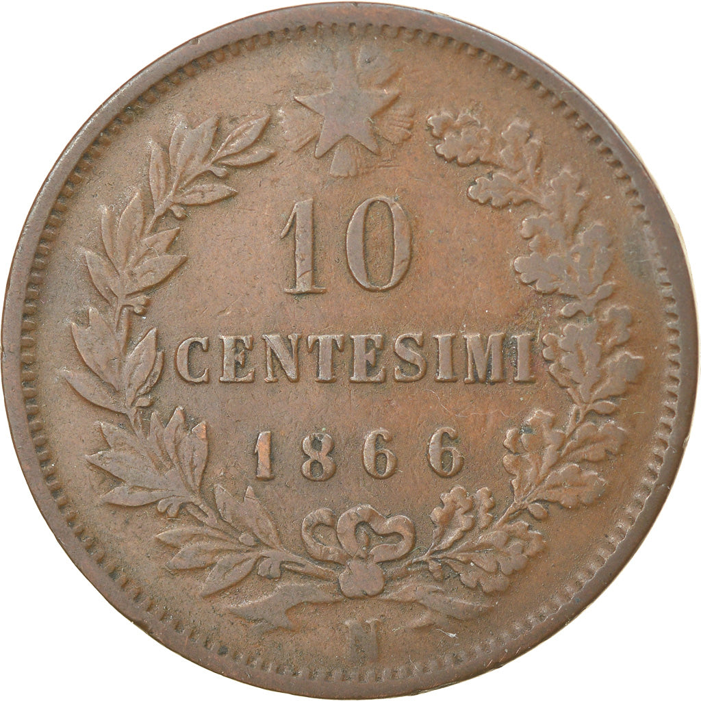 Münze, Italien, Vittorio Emanuele II, 10 Centesimi, 1866, Naples, S+, Kupfer