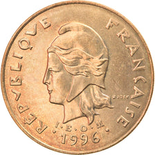 Moeda, Polinésia Francesa, 100 Francs, 1996, Paris, AU(55-58), Níquel-Bronze