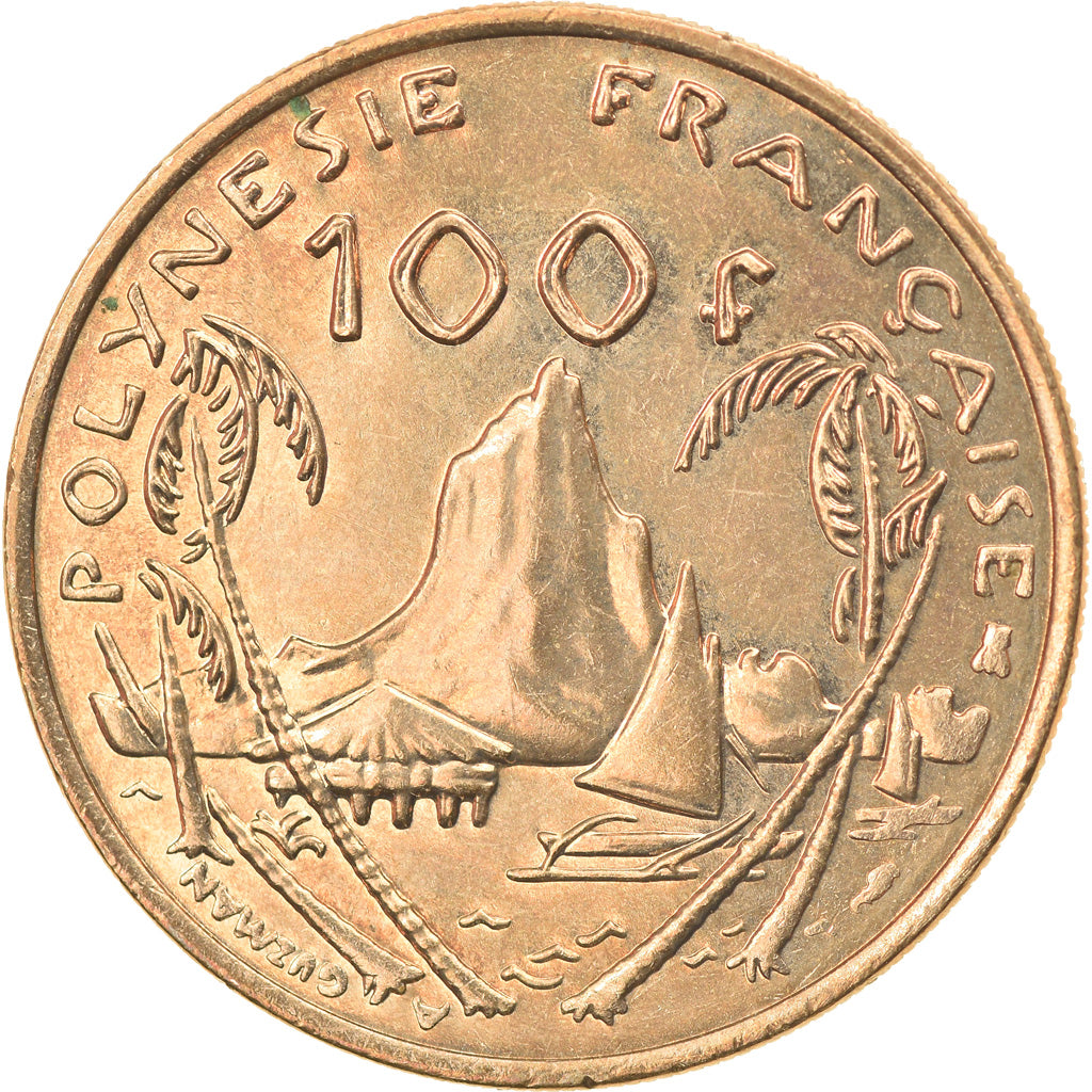 Moeda, Polinésia Francesa, 100 Francs, 1996, Paris, AU(55-58), Níquel-Bronze