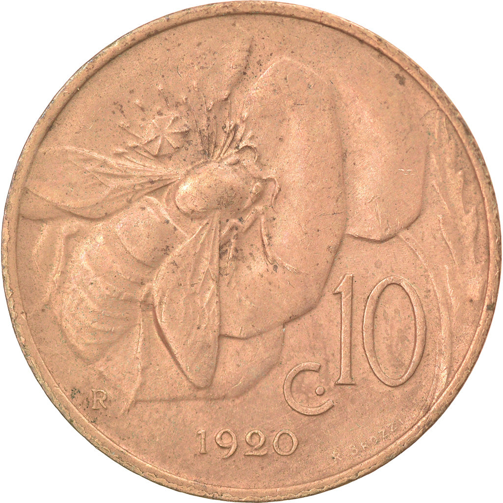 Coin, Italy, Vittorio Emanuele III, 10 Centesimi, 1920, Rome, VF(30-35), Bronze