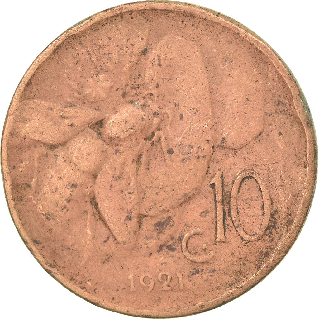 Monnaie, Italie, Vittorio Emanuele III, 10 Centesimi, 1921, Rome, TB+, Bronze