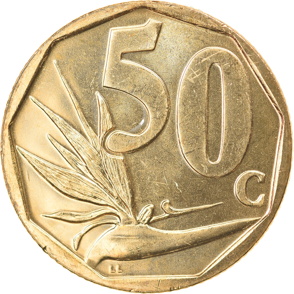 Moneta, Południowa Afryka, 50 Cents, 2004, Pretoria, AU(55-58), Brąz