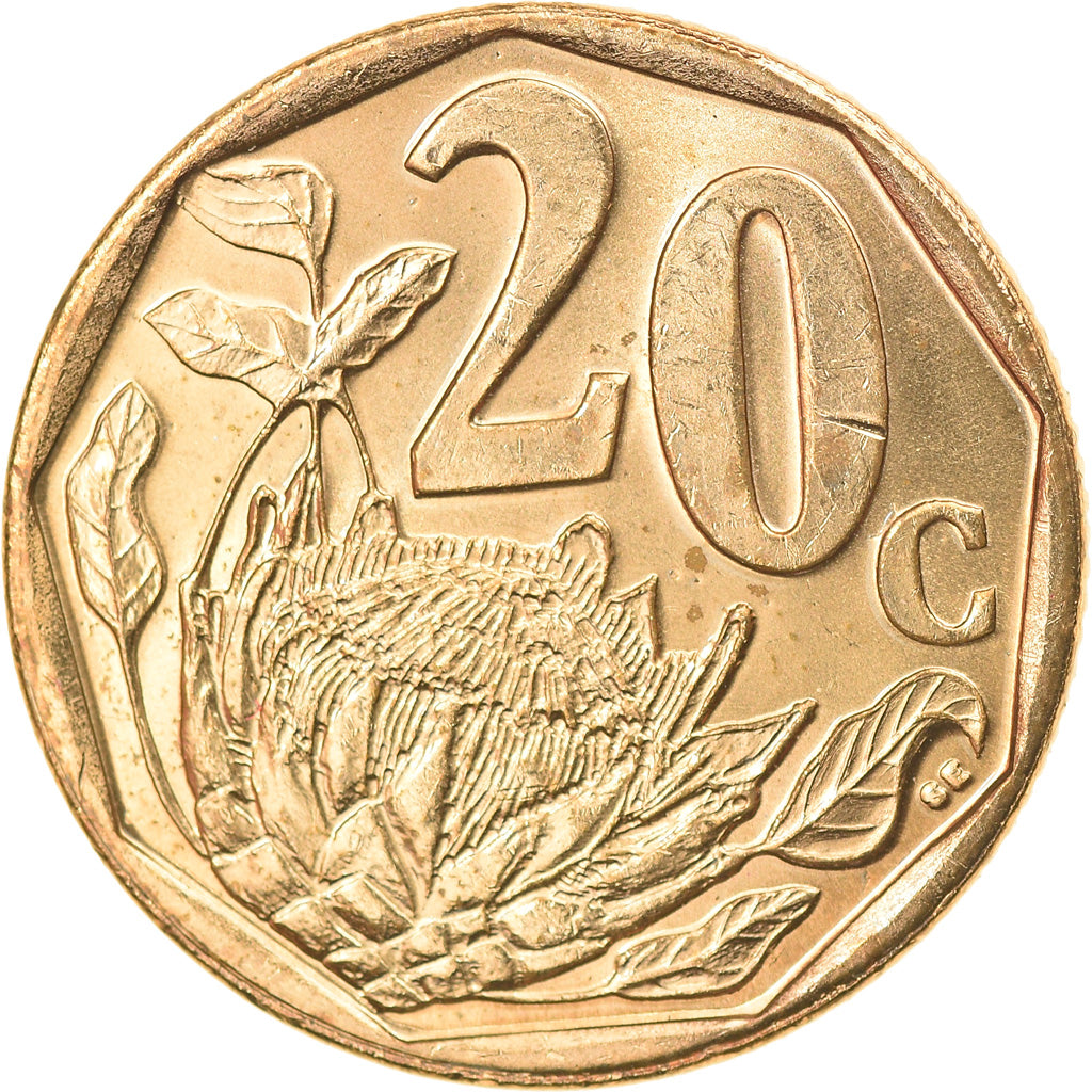 Moneda, Sudáfrica, 20 Cents, 2004, Pretoria, EBC, Bronce chapado en acero