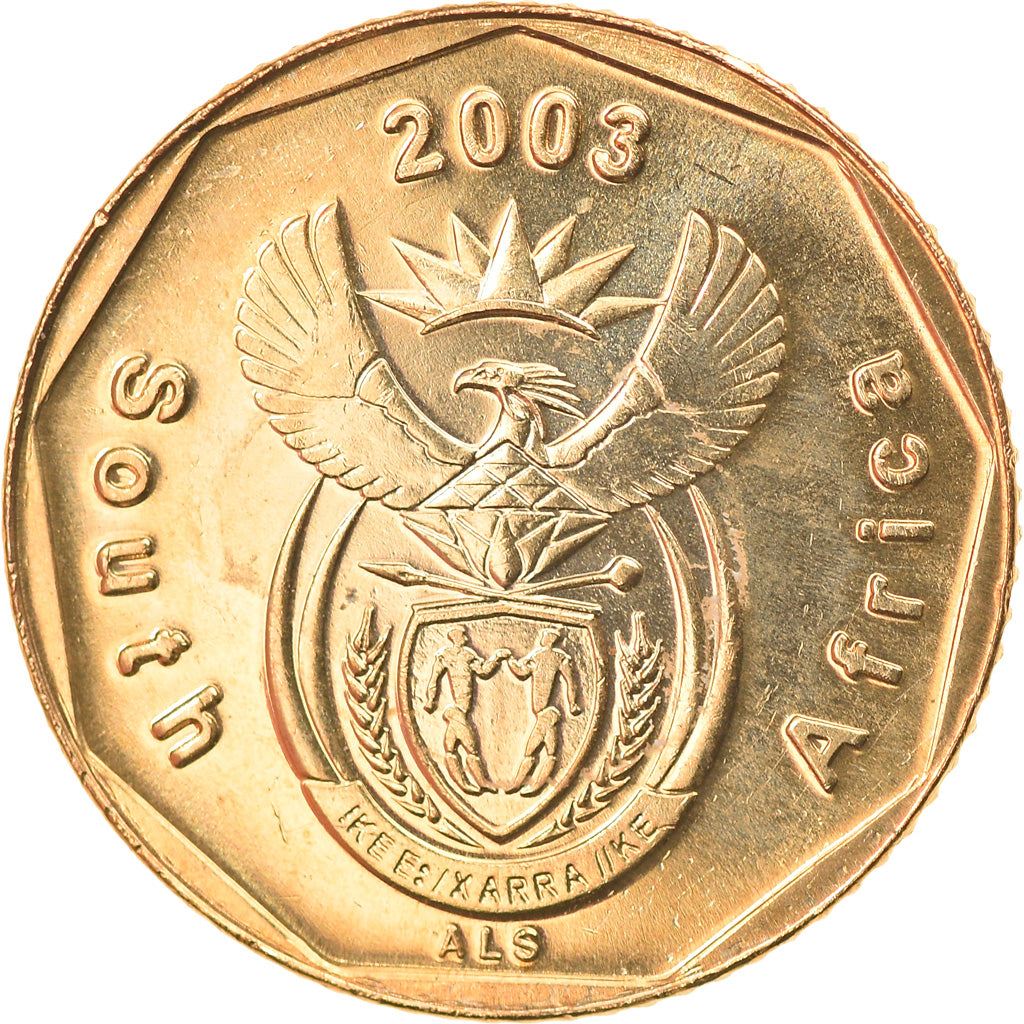Moneta, Sudafrica, 10 Cents, 2003, SPL-, Acciaio placcato in bronzo, KM:347