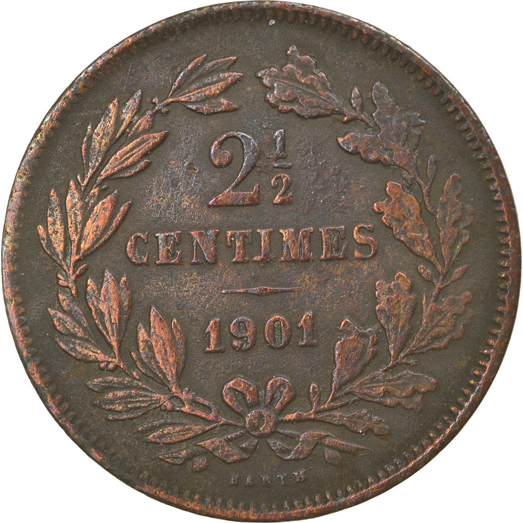 Coin, Luxembourg, William III, 2-1/2 Centimes, 1901, Utrecht, VF(30-35), Bronze