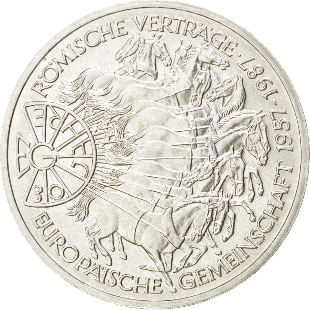 GERMANY - FEDERAL REPUBLIC, 10 Deutsche Mark, 1987, Karlsruhe, KM #167,...