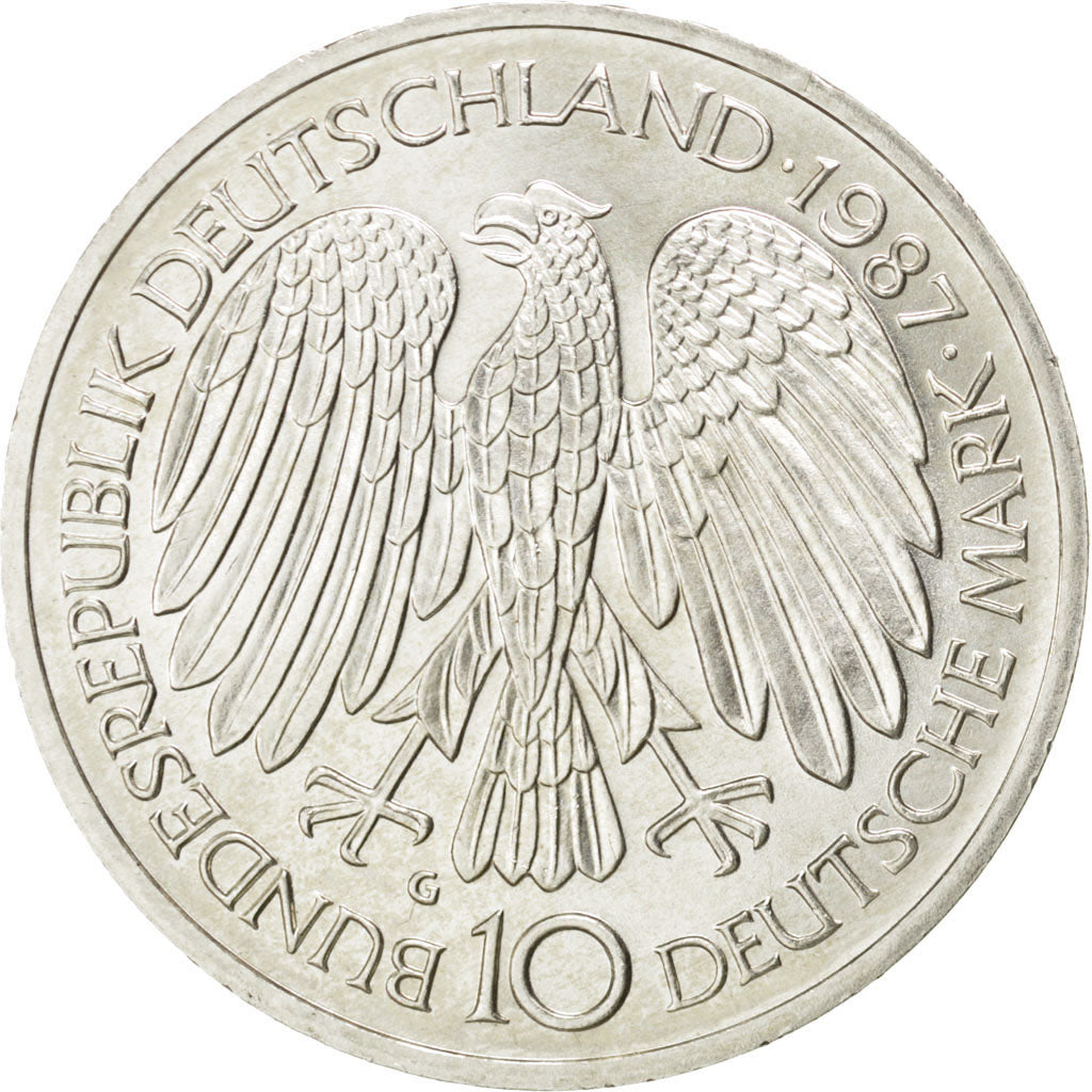 GERMANY - FEDERAL REPUBLIC, 10 Deutsche Mark, 1987, Karlsruhe, KM #167,...