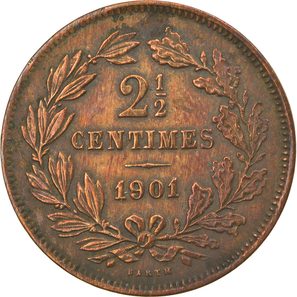 Coin, Luxembourg, William III, 2-1/2 Centimes, 1901, Utrecht, VF(30-35), Bronze