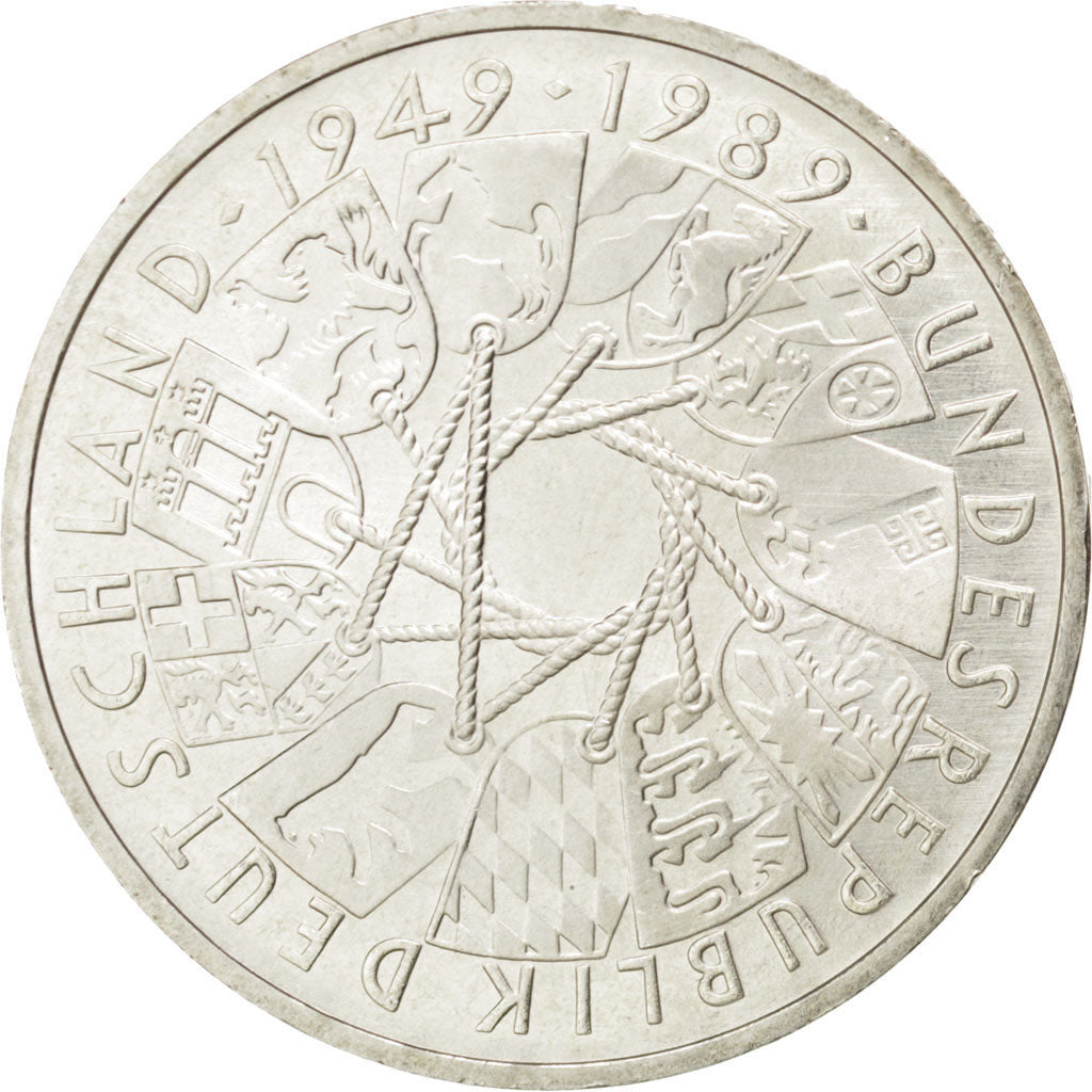GERMANY - FEDERAL REPUBLIC, 10 Deutsche Mark, 1989, Karlsruhe, KM #173,...