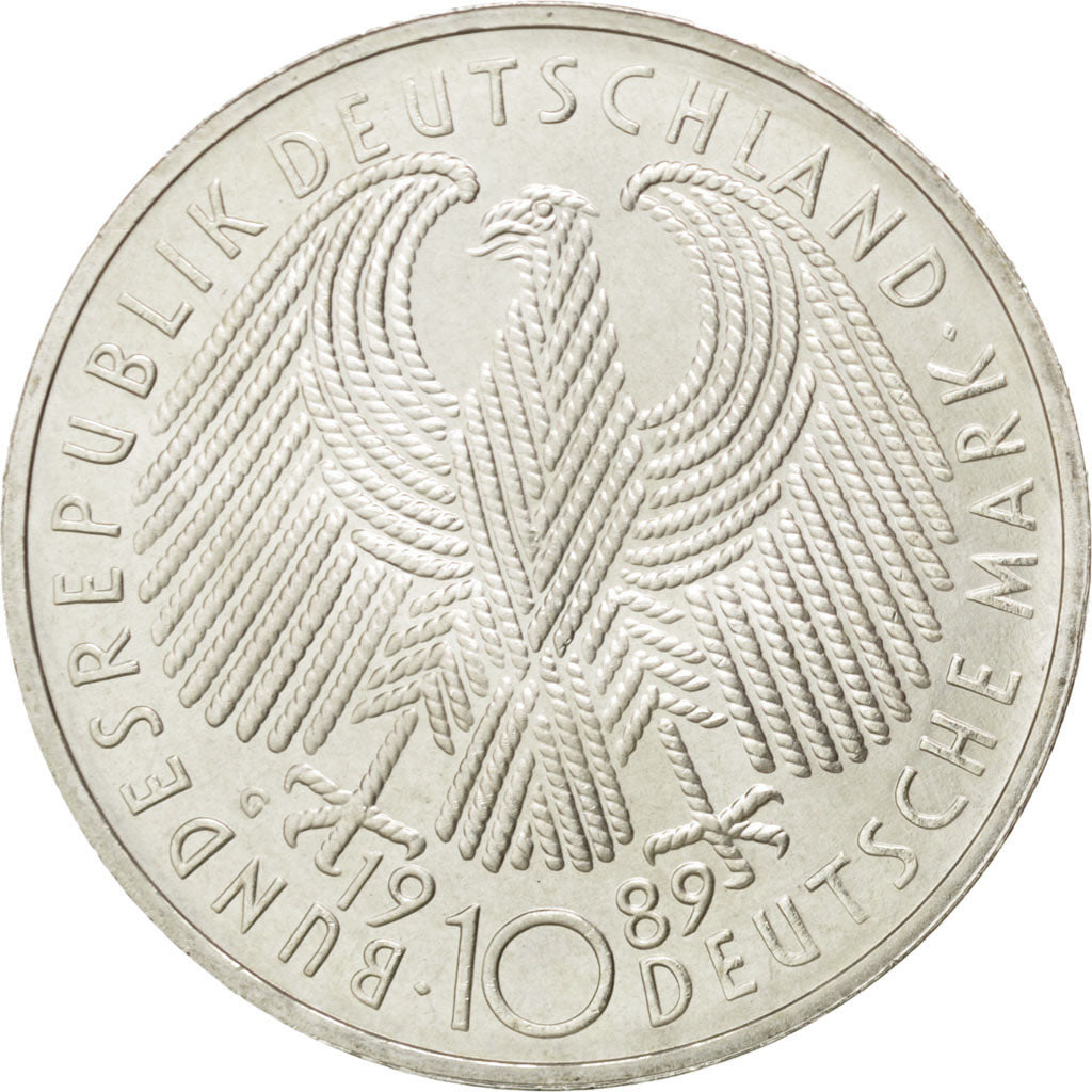 GERMANY - FEDERAL REPUBLIC, 10 Deutsche Mark, 1989, Karlsruhe, KM #173,...