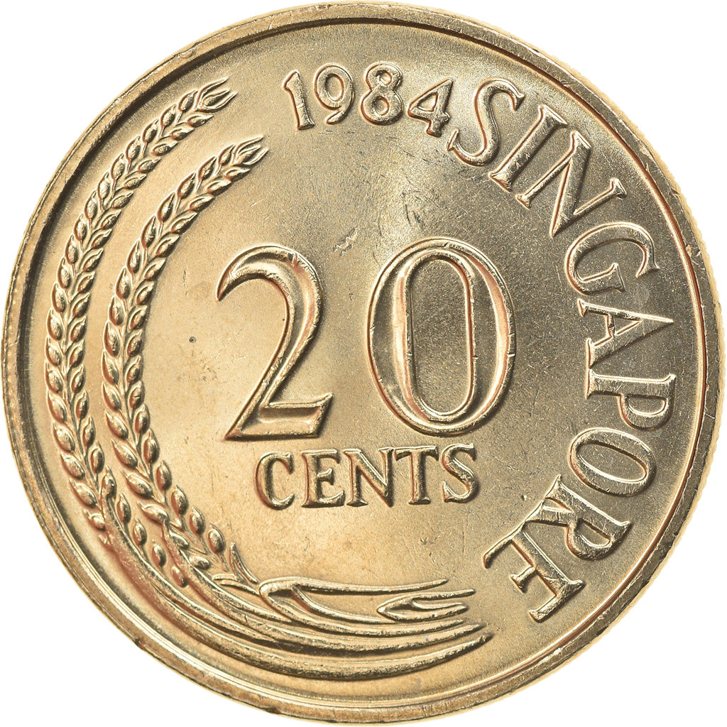 Moeda, Singapura, 20 Cents, 1984, Singapore Mint, AU(55-58), Cobre-níquel, KM:4