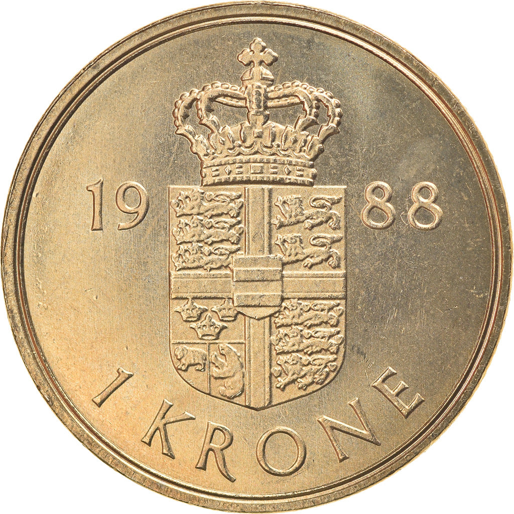 Moneta, Danimarca, Margrethe II, Krone, 1988, Copenhagen, SPL-, Rame-nichel