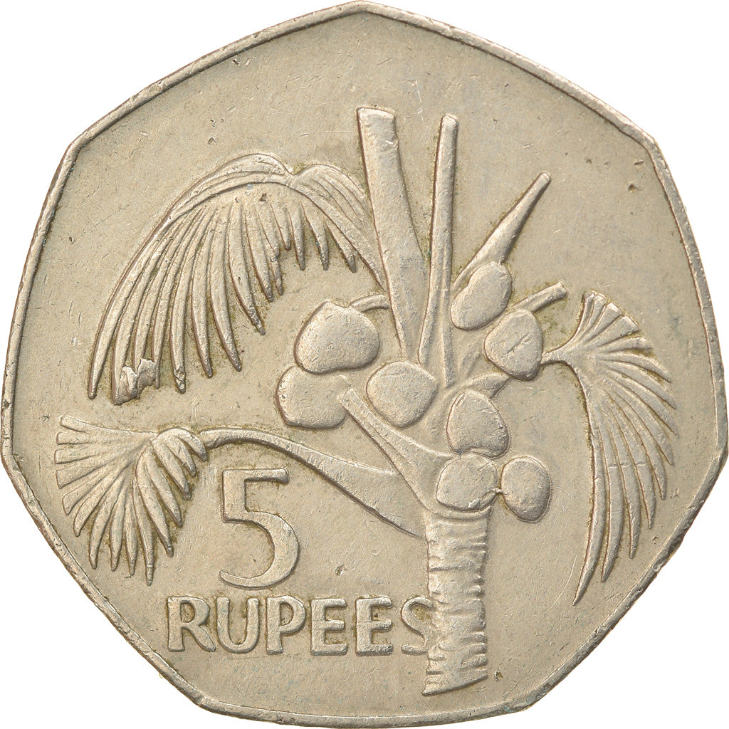 Coin, Seychelles, 5 Rupees, 1977, British Royal Mint, EF(40-45), Copper-nickel