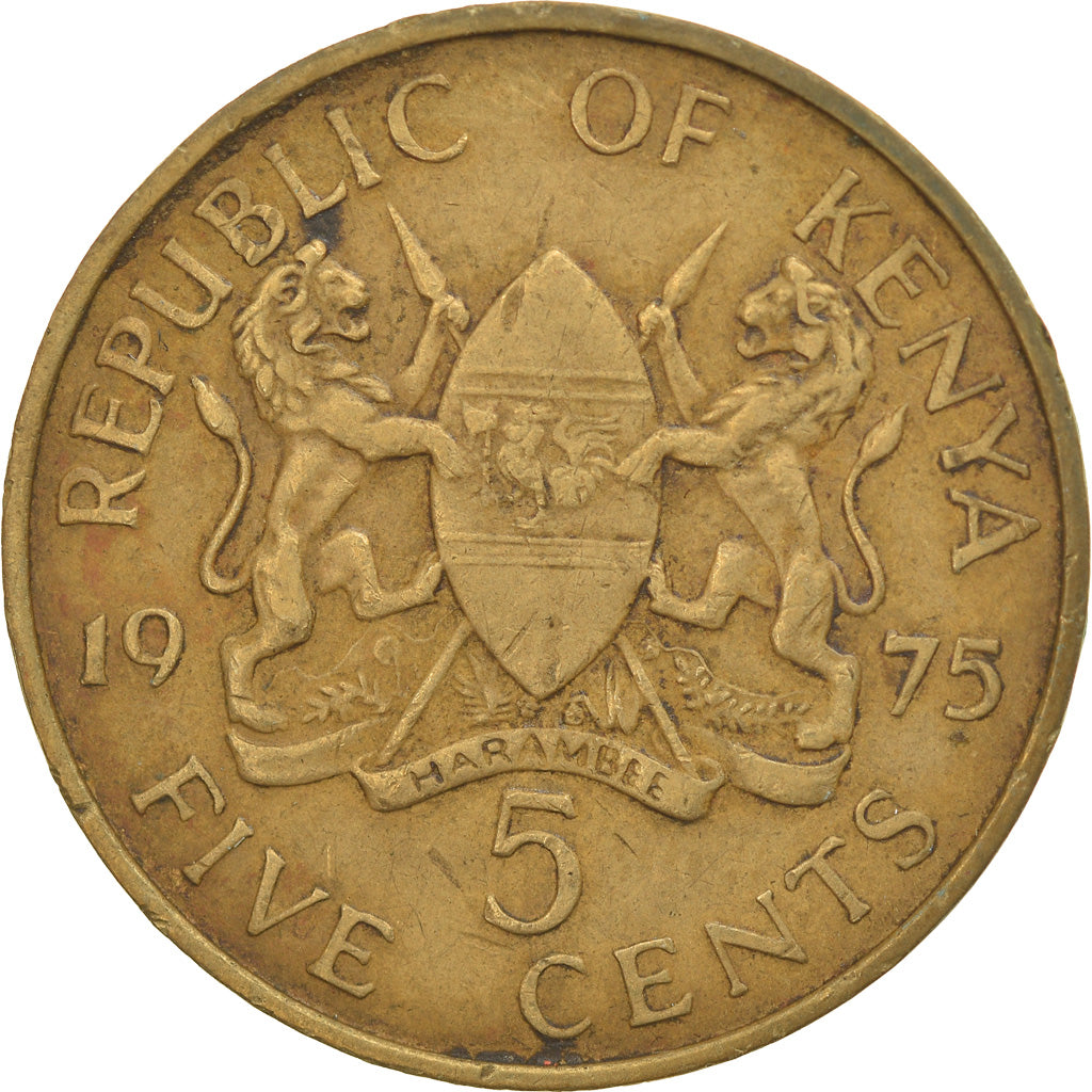 Coin, Kenya, 5 Cents, 1975, VF(30-35), Nickel-brass, KM:10