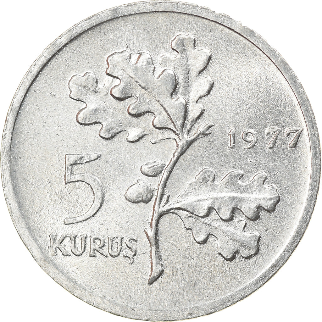 Coin, Turkey, 5 Kurus, 1977, EF(40-45), Aluminum, KM:890a