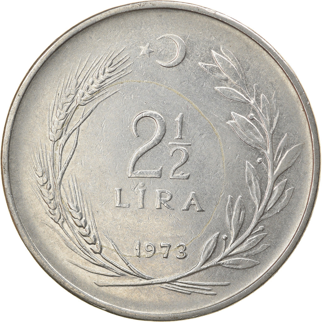 Munten, Turkije, 2-1/2 Lira, 1973, ZF, Stainless Steel, KM:893.2