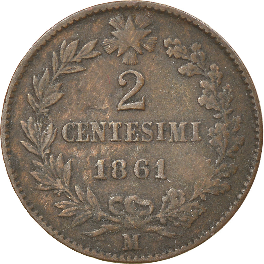 Moneta, Włochy, Vittorio Emanuele II, 2 Centesimi, 1861, Milan, EF(40-45)
