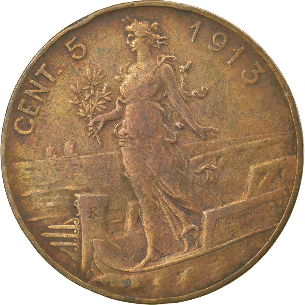 Moneta, Italia, Vittorio Emanuele III, 5 Centesimi, 1913, Rome, MB+, Bronzo