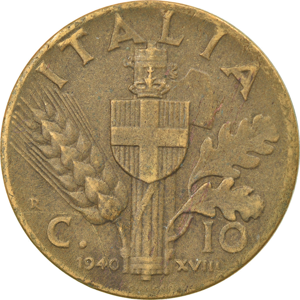 Monnaie, Italie, Vittorio Emanuele III, 10 Centesimi, 1940, Rome, TB+
