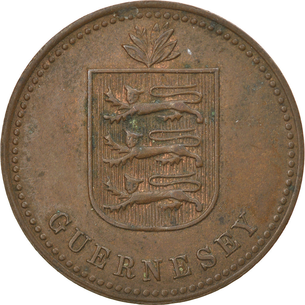 Coin, Guernsey, 4 Doubles, 1914, Heaton, VF(30-35), Bronze, KM:13