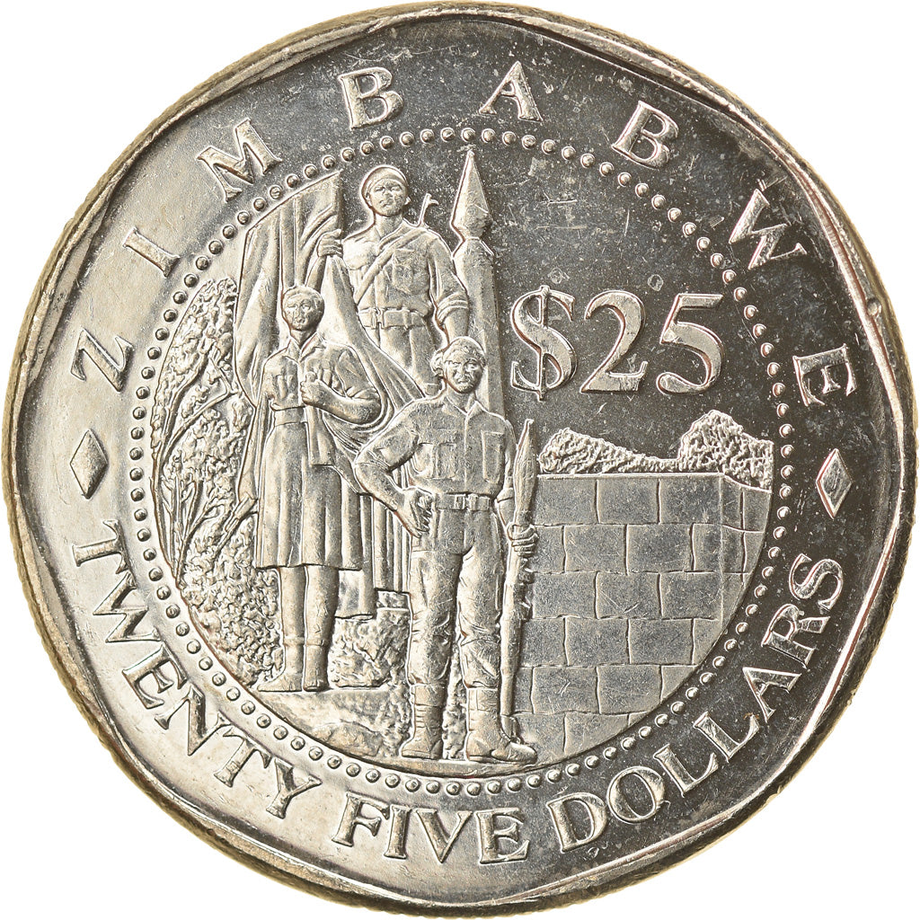 Moneta, Zimbabwe, 25 Dollars, 2003, Harare, BB, Acciaio placcato nichel, KM:15