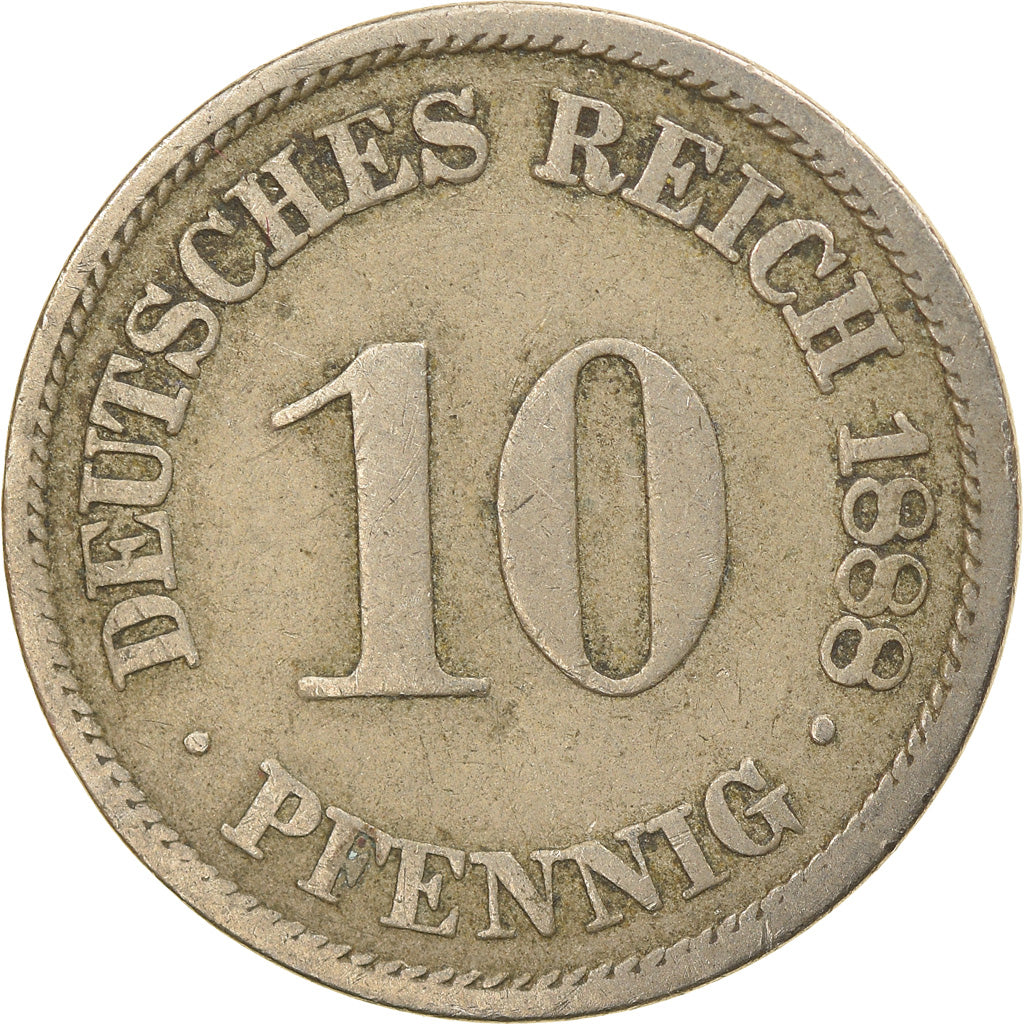 Coin, GERMANY - EMPIRE, Wilhelm I, 10 Pfennig, 1888, Berlin, VF(30-35)