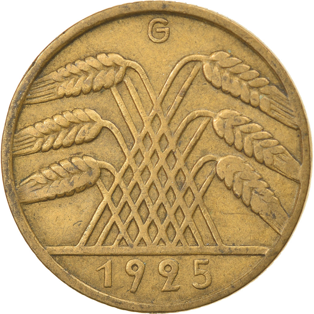 Munten, Duitsland, Weimarrepubliek, 10 Reichspfennig, 1925, Karlsruhe, ZF