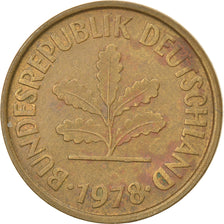 Coin, GERMANY - FEDERAL REPUBLIC, 5 Pfennig, 1978, Stuttgart, VF(20-25), Brass