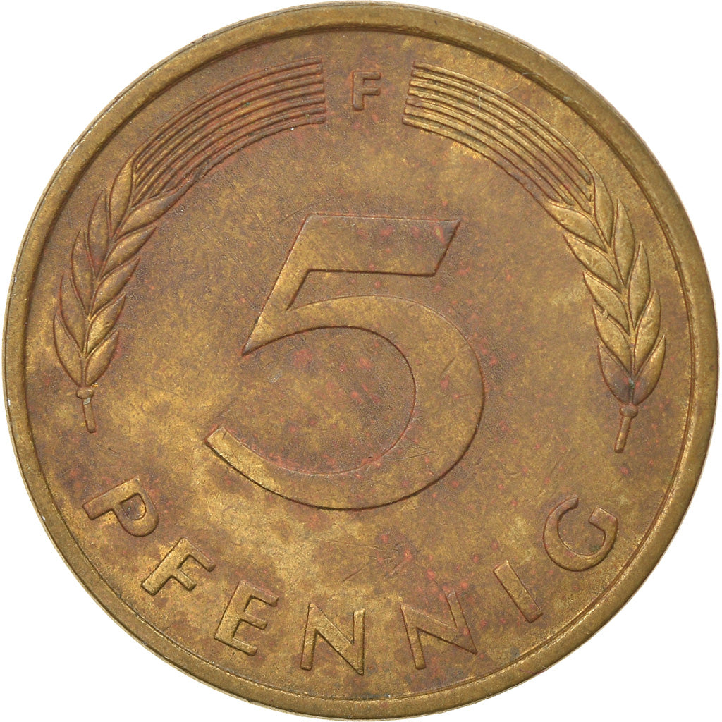 Coin, GERMANY - FEDERAL REPUBLIC, 5 Pfennig, 1978, Stuttgart, VF(20-25), Brass