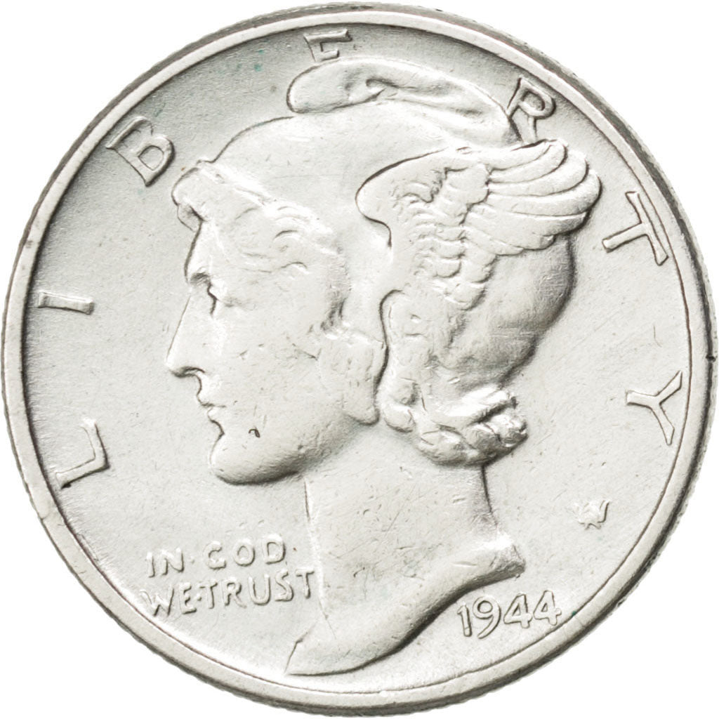 United States, Mercury Dime, Dime, 1944, Philadelphia, KM #140, AU(50-53),...