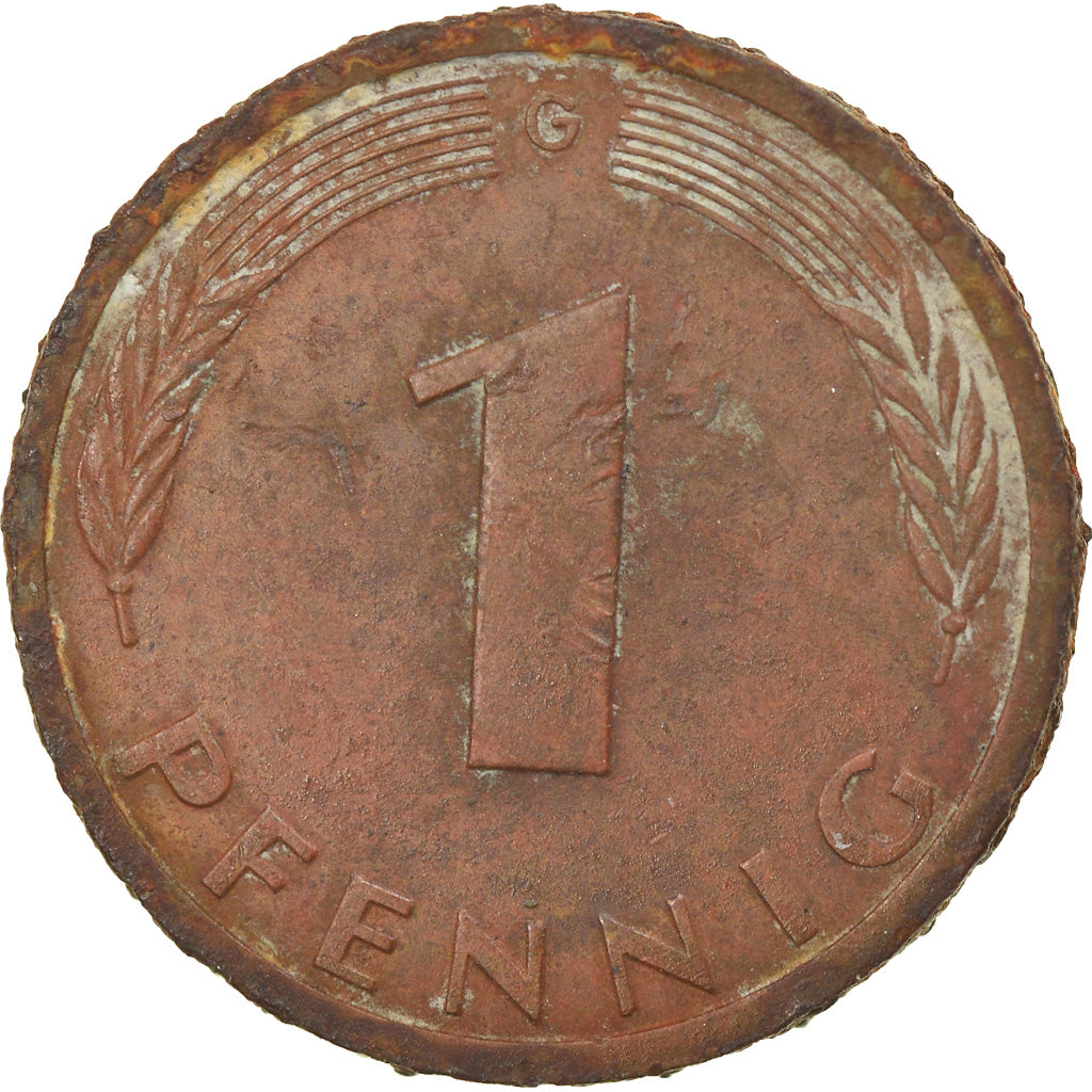 Moneta, Niemcy - RFN, Pfennig, 1982, Karlsruhe, VF(20-25), Miedź platerowana