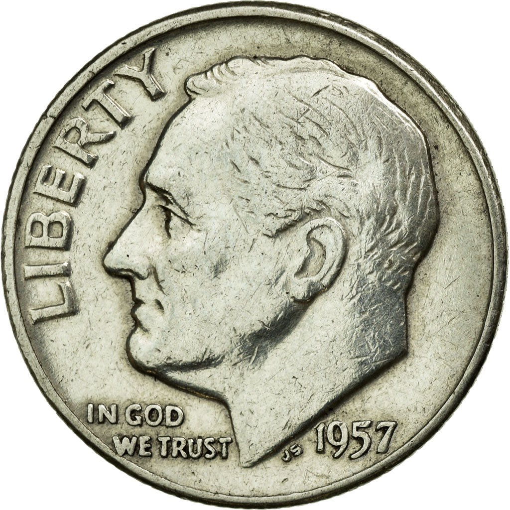 Coin, United States, Mercury Dime, Dime, 1957, U.S. Mint, Philadelphia