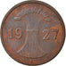 Coin, GERMANY, WEIMAR REPUBLIC, Reichspfennig, 1927, Muldenhütten, EF(40-45)