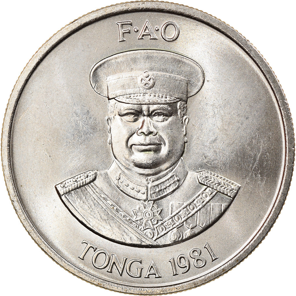 Moneda, Tonga, King Taufa'ahau Tupou IV, 10 Seniti, 1981, MBC, Cobre - níquel