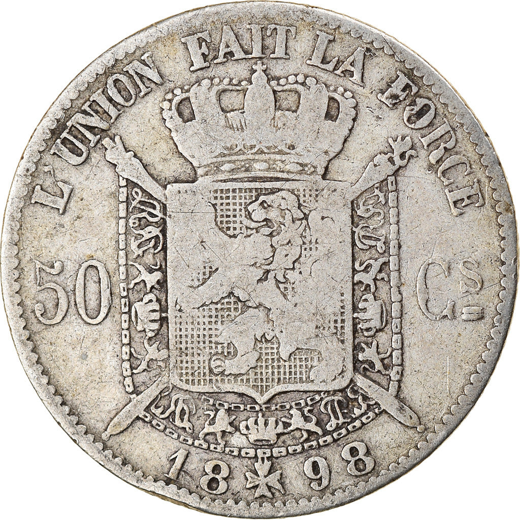 Coin, Belgium, Leopold II, 50 Centimes, 1898, VF(30-35), Silver, KM:26