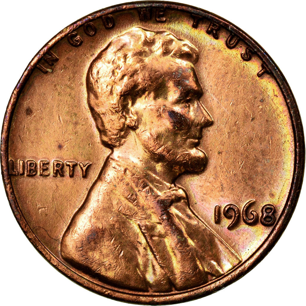 Coin, United States, Lincoln Cent, Cent, 1968, U.S. Mint, Philadelphia