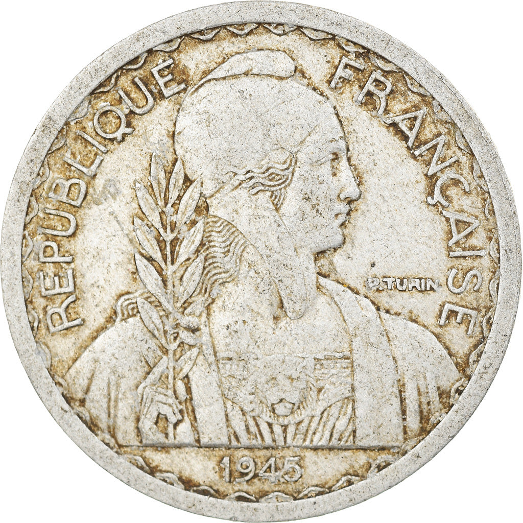 Moeda, INDOCHINA FRANCESA, 20 Cents, 1945, Paris, VF(30-35), Alumínio, KM:29.1