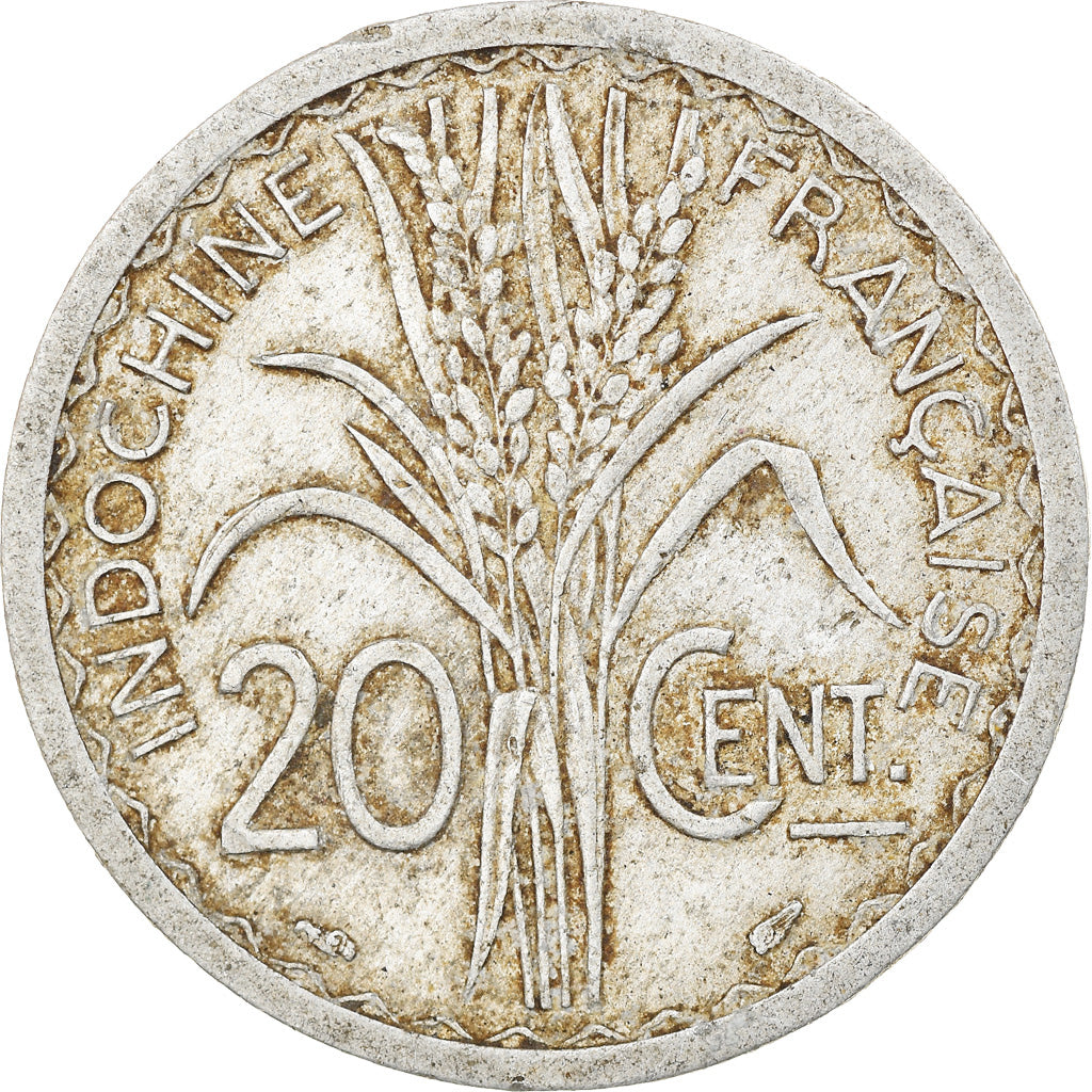 Moeda, INDOCHINA FRANCESA, 20 Cents, 1945, Paris, VF(30-35), Alumínio, KM:29.1