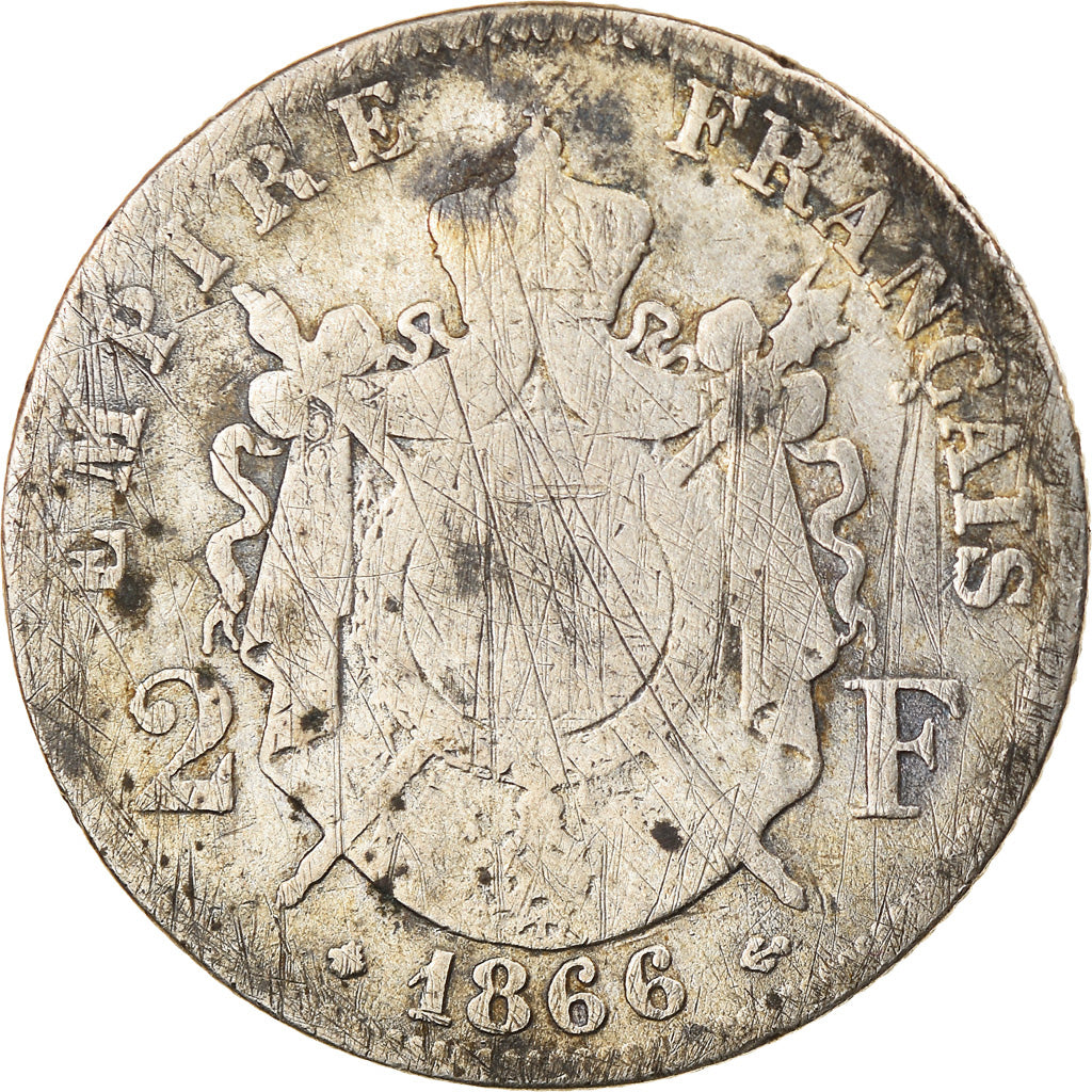 Coin, France, Napoleon III, Napoléon III, 2 Francs, 1866, Paris, VF(30-35)