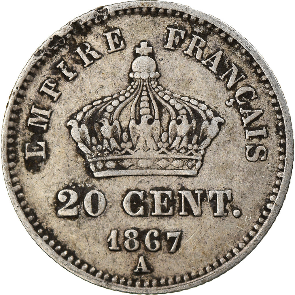 Coin, France, Napoleon III, Napoléon III, 20 Centimes, 1867, Paris, VF(30-35)