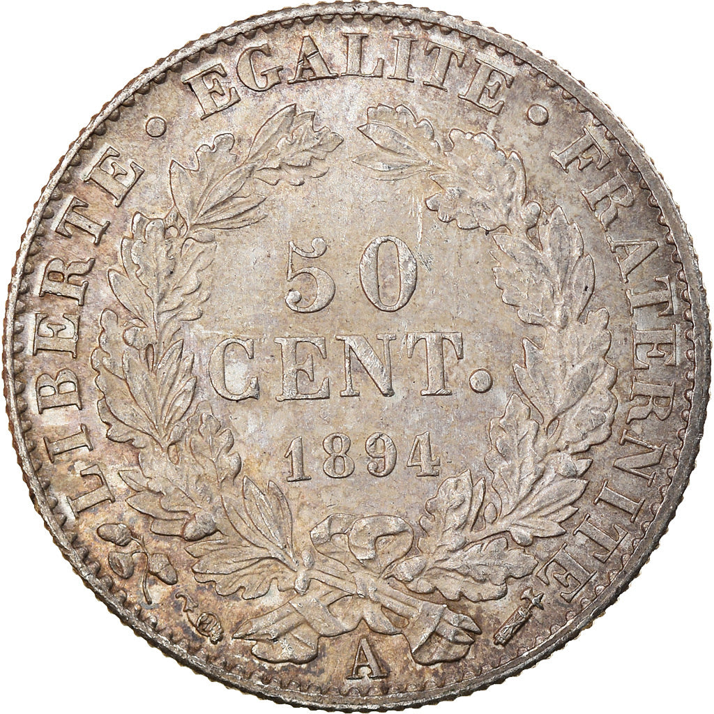 Munten, Frankrijk, Cérès, 50 Centimes, 1894, Paris, PR, Zilver, KM:834.1