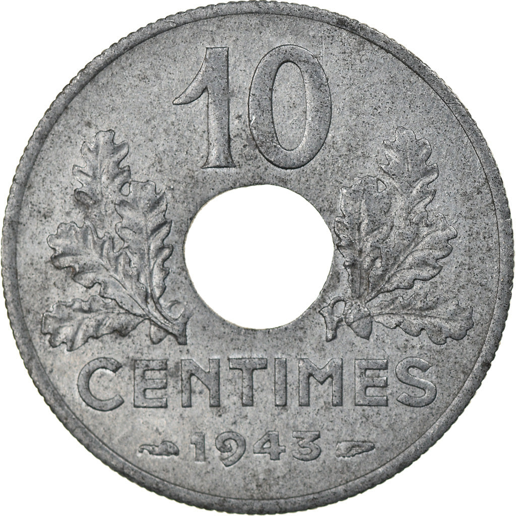 Coin, France, État français, 10 Centimes, 1943, Paris, EF(40-45), Zinc