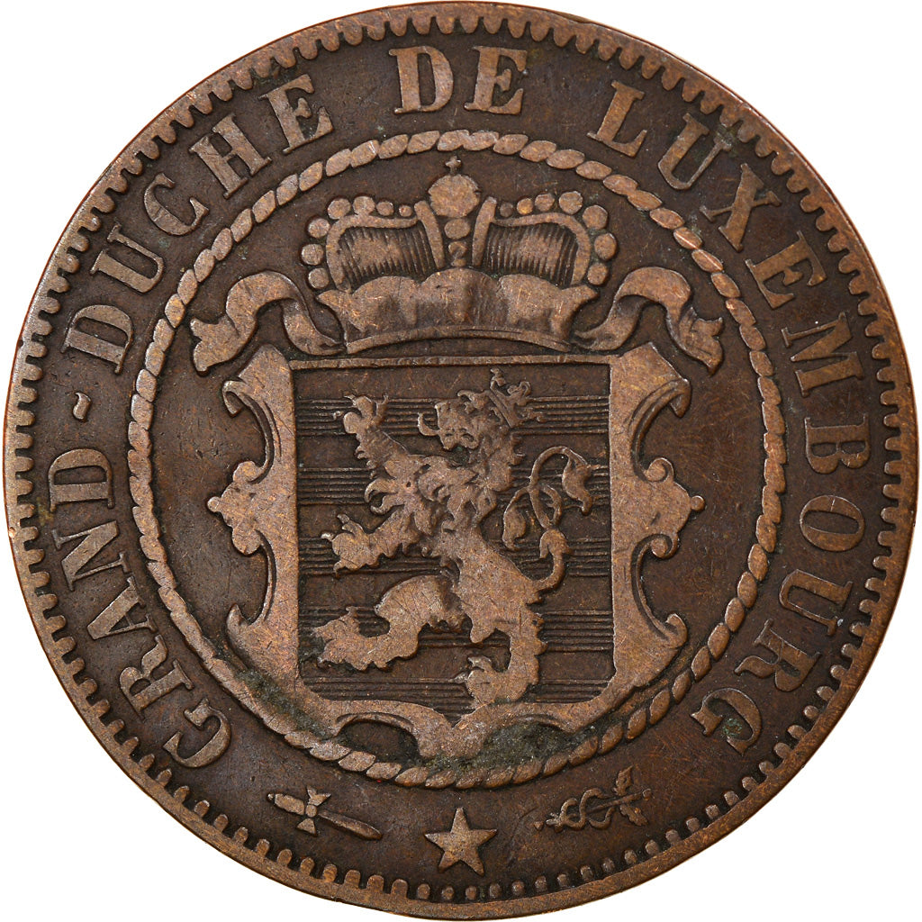 Coin, Luxembourg, William III, 10 Centimes, 1854, Utrecht, EF(40-45), Bronze