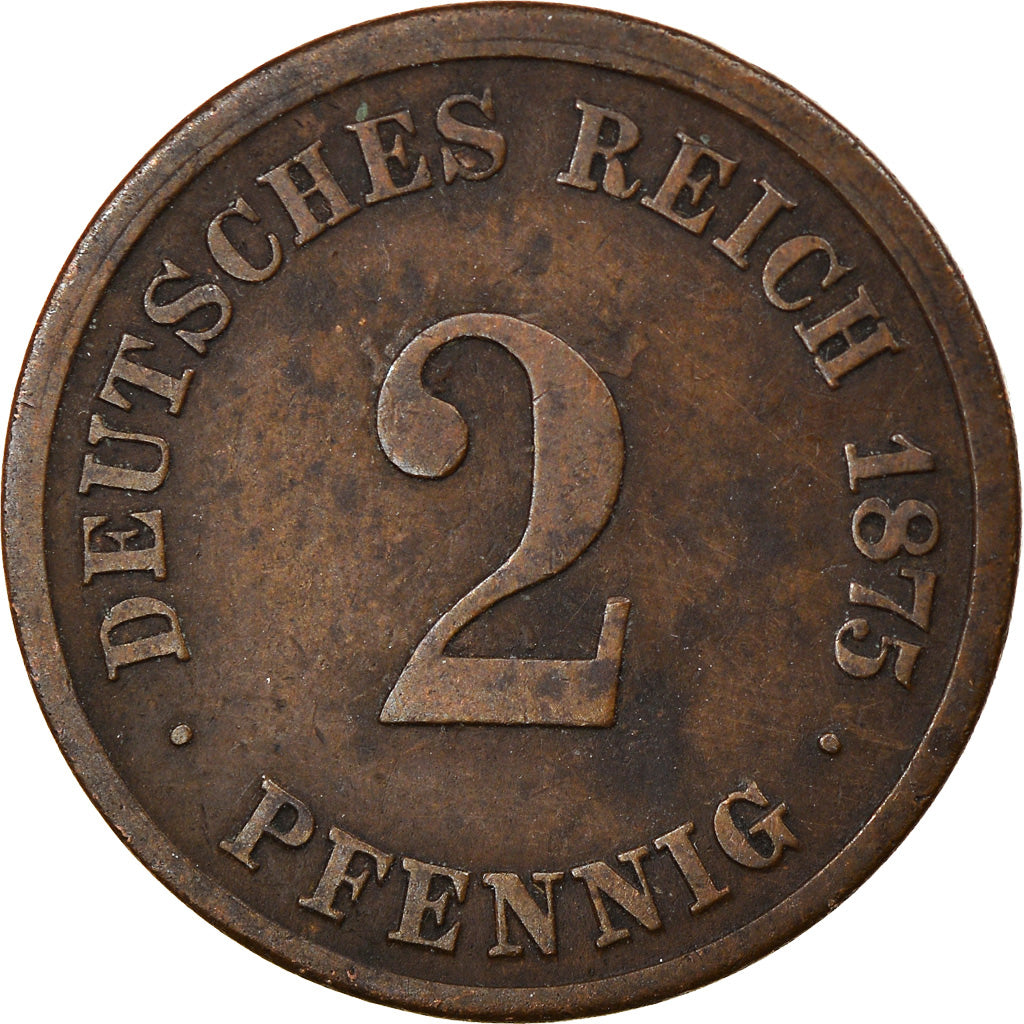 Coin, GERMANY - EMPIRE, Wilhelm I, 2 Pfennig, 1875, Darmstadt, EF(40-45)