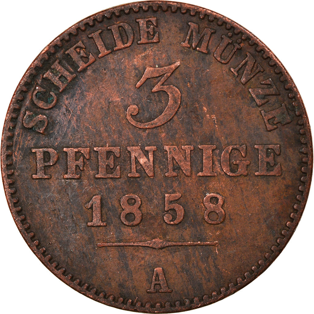 Coin, German States, SCHAUMBURG-LIPPE, Georg Wilhelm, 3 Pfennig, 1858, Berlin