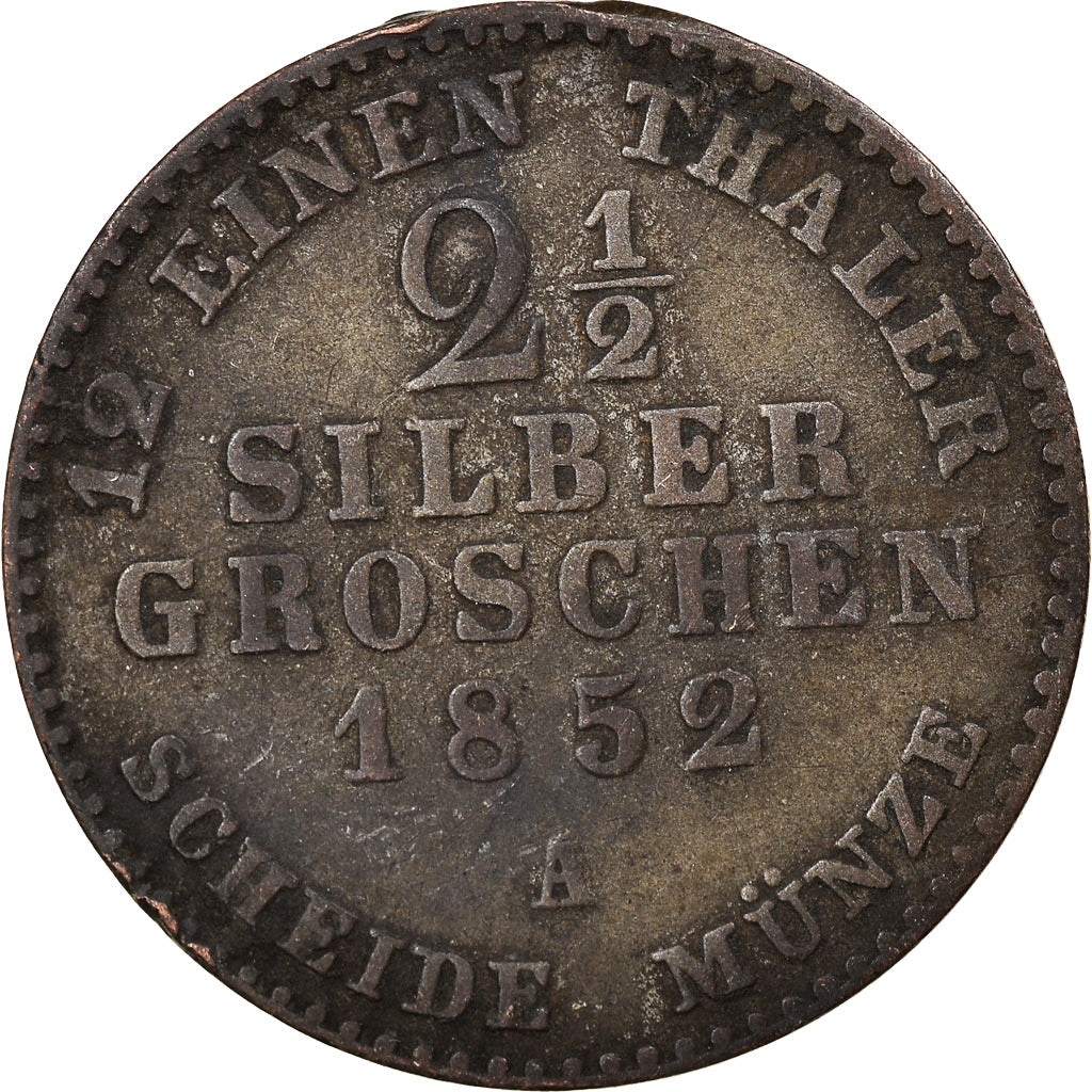 Coin, German States, PRUSSIA, Friedrich Wilhelm IV, 2-1/2 Silber Groschen, 1852