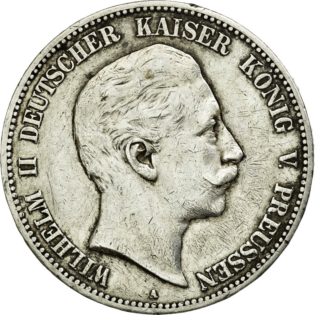 Moneta, Stati tedeschi, PRUSSIA, Wilhelm II, 5 Mark, 1904, Berlin, BB+, Argento