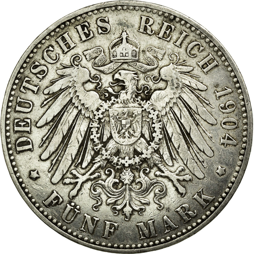 Moneta, Stati tedeschi, PRUSSIA, Wilhelm II, 5 Mark, 1904, Berlin, BB+, Argento