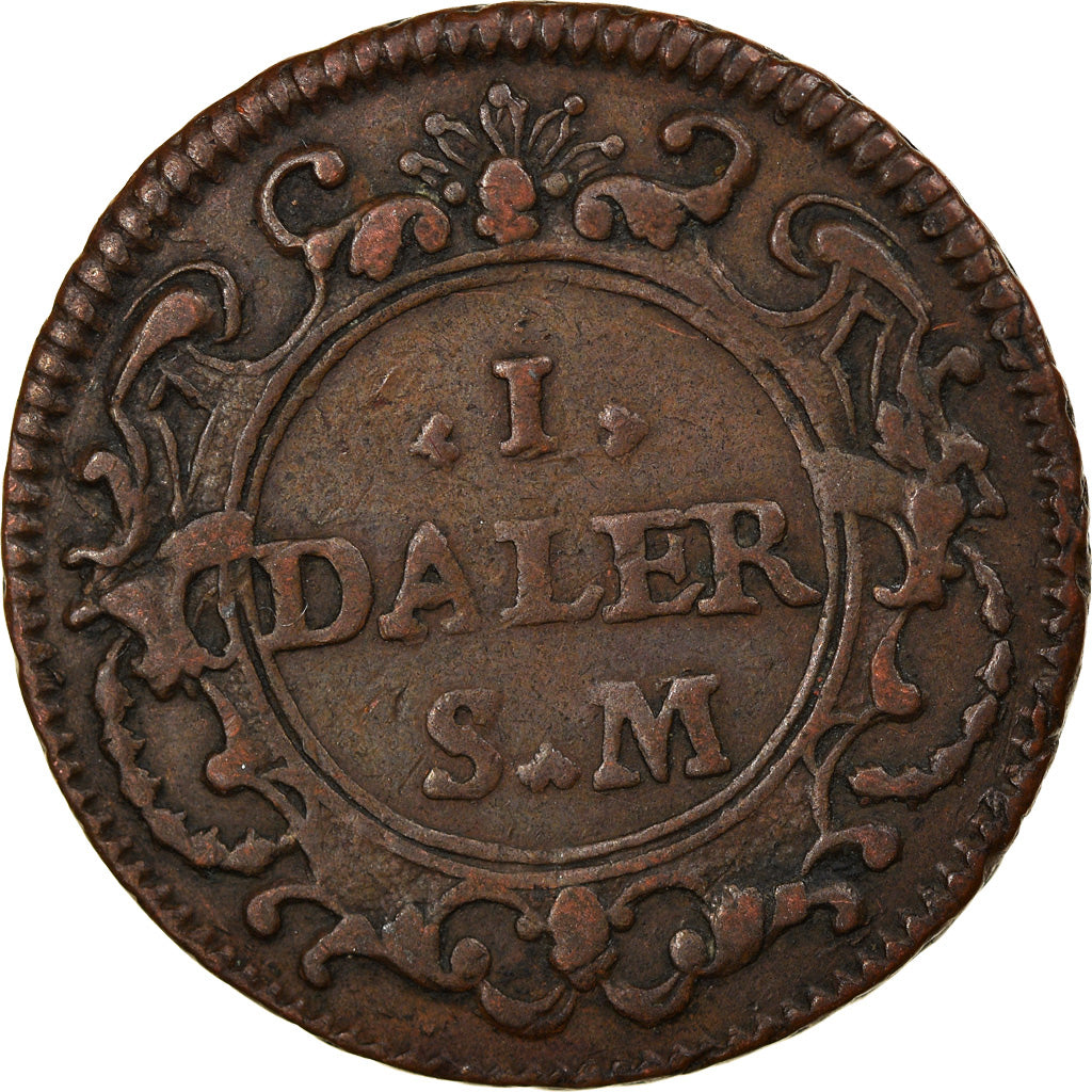 Moneta, Svezia, Carl XII, Daler, 1719, MB+, Rame, KM:369